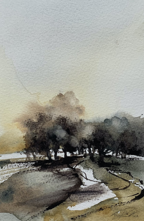 vor-dem-wald alte weiden an der saale aquarell
